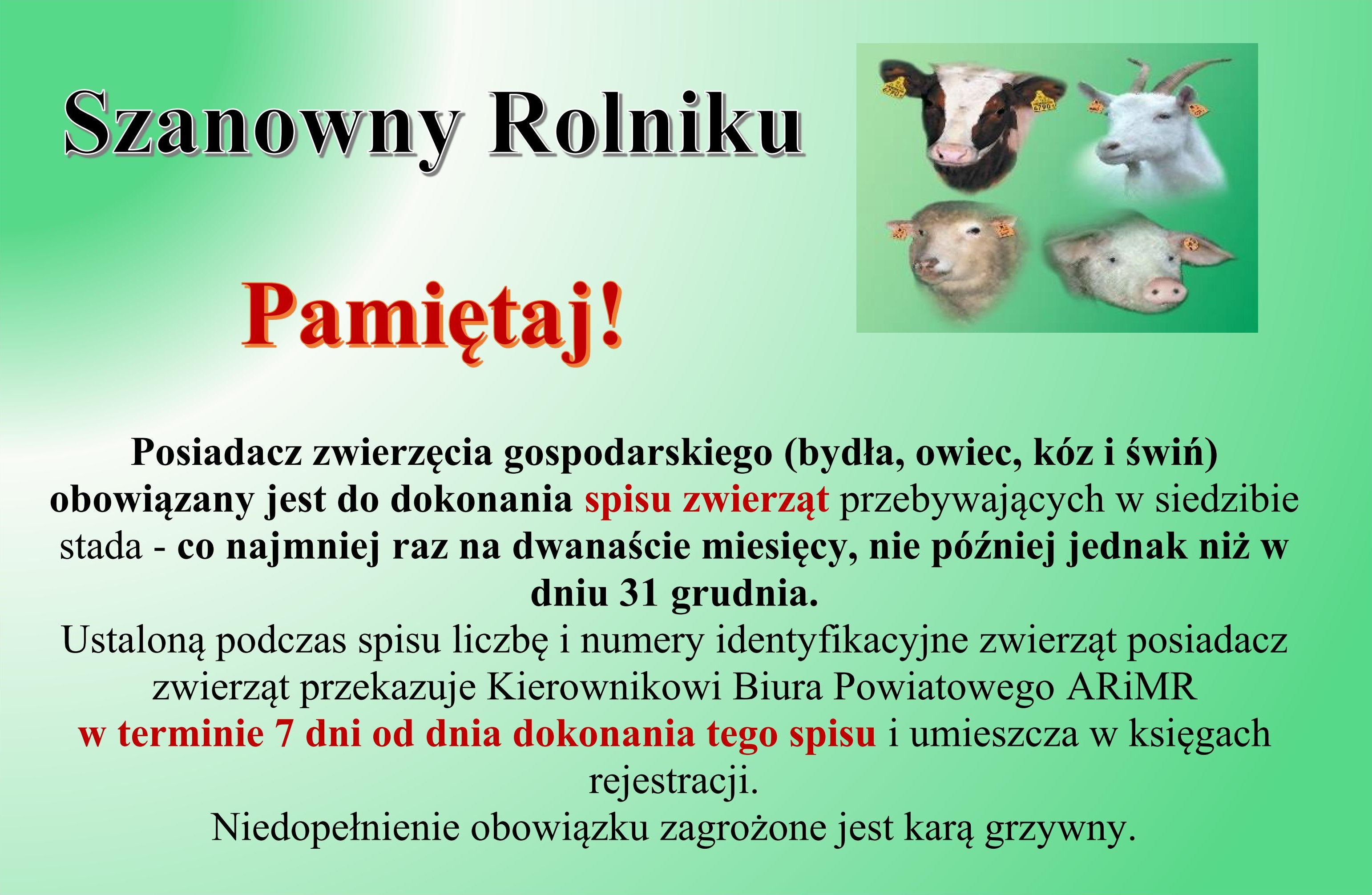 Szanowny Rolniku pamiętaj!